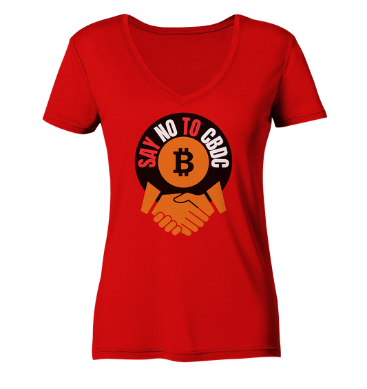 SAY NO TO CBDC - handshake (Ladies Collection 21% Rabatt bis zum Halving 2024)  - Ladies V-Neck Shirt