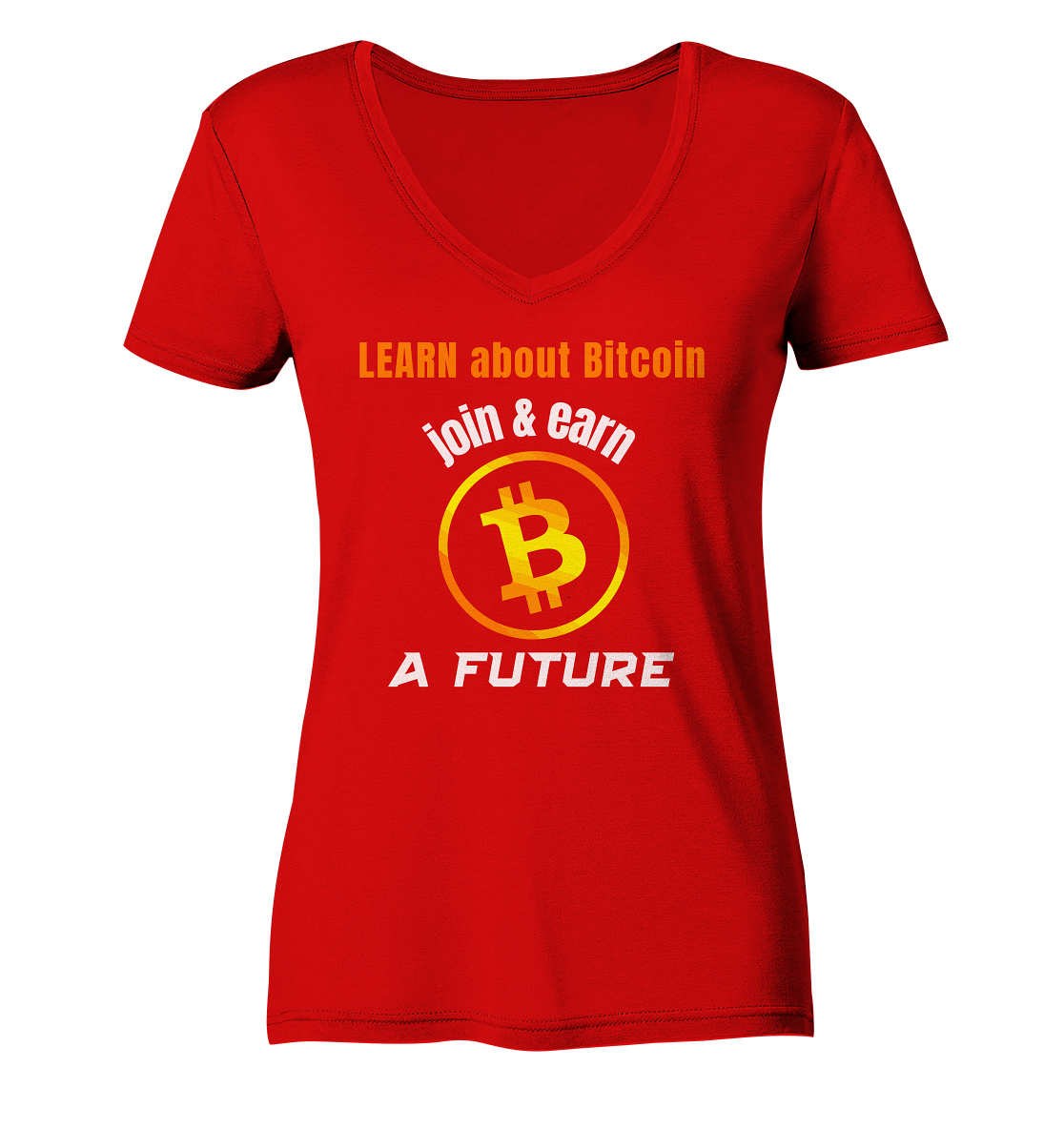 LEARN about BITCOIN join & earn A FUTURE - Ladies, Variante  - Ladies V-Neck Shirt