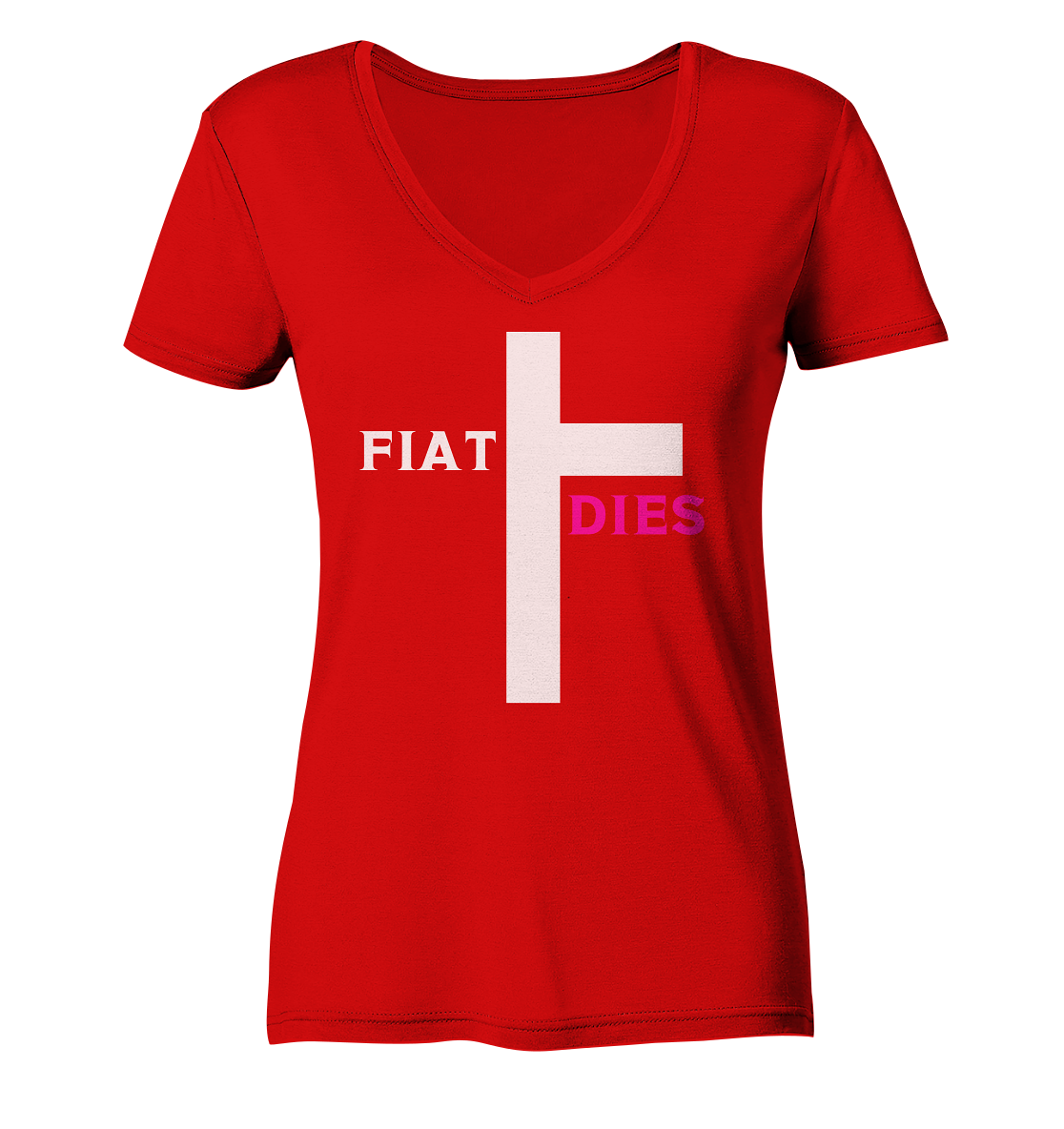 FIAT DIES (weiss / pink) - Ladies Collection  - Ladies V-Neck Shirt