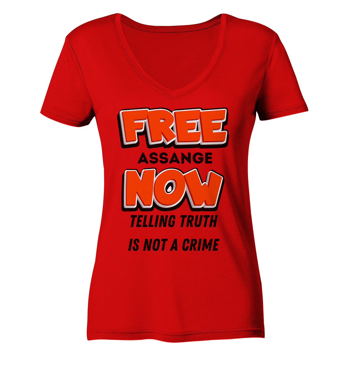 FREE ASSANGE NOW - TELLING TRUTH IS NOT A CRIME (Ladies Collection 21% Rabatt bis zum Halving 2024) - Ladies V-Neck Shirt