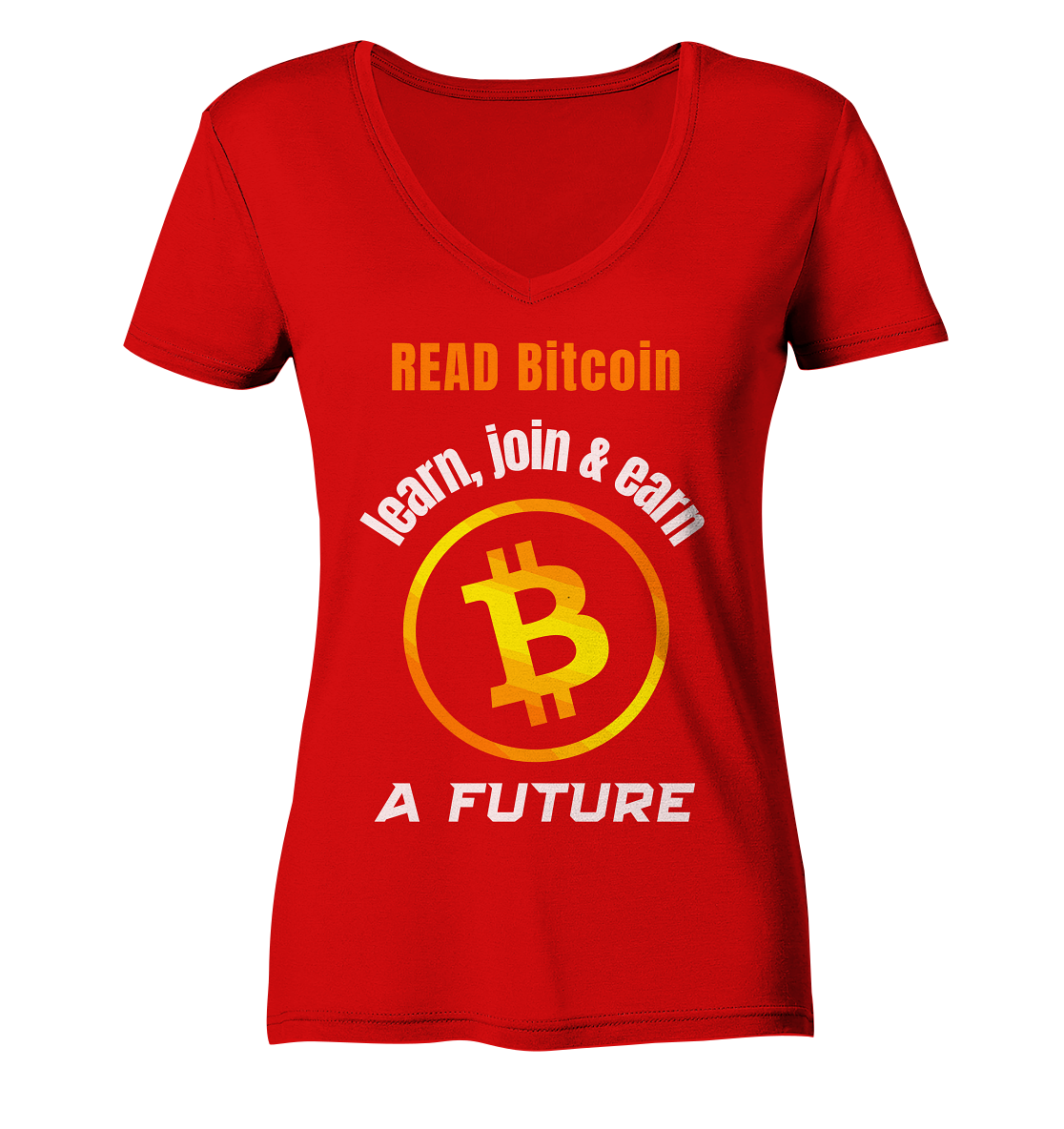 READ BITCOIN learn, join & earn A FUTURE - Var. Ladies collection  - Ladies V-Neck Shirt