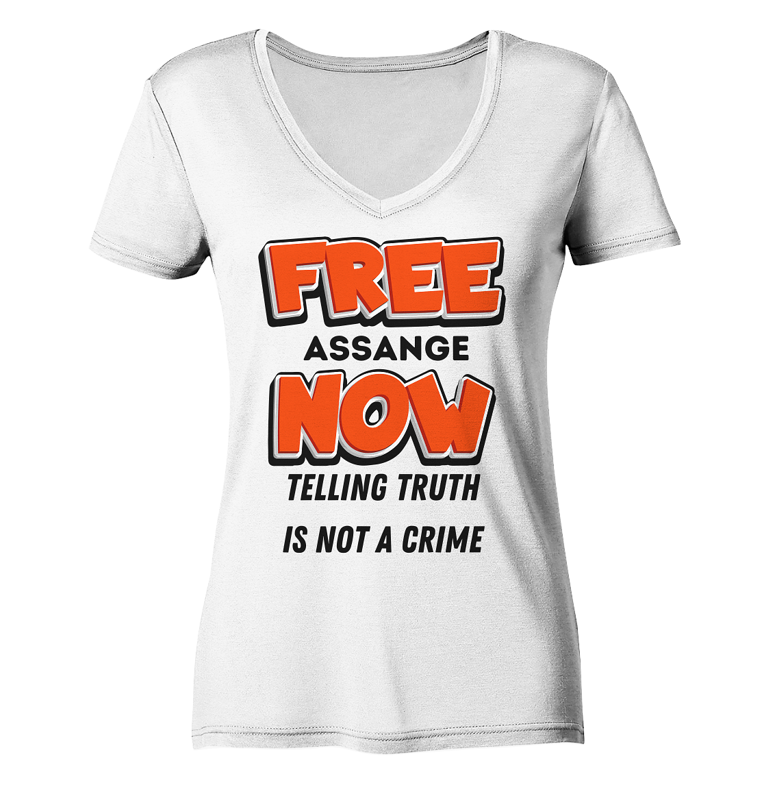 FREE ASSANGE NOW - TELLING TRUTH IS NOT A CRIME (Ladies Collection 21% Rabatt bis zum Halving 2024) - Ladies V-Neck Shirt