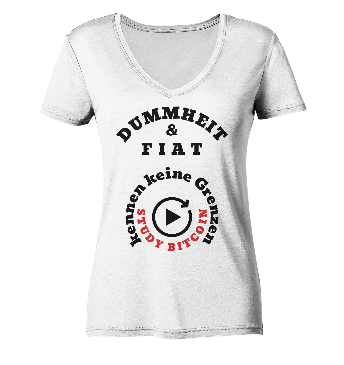 DUMMHEIT & FIAT kennen keine Grenzen - STUDY BITCOIN (rund in rund) # ENDLOS-PLAYBUTTON - Ladies Collection 21% Rabatt bis zum Halving 2024  - Ladies V-Neck Shirt
