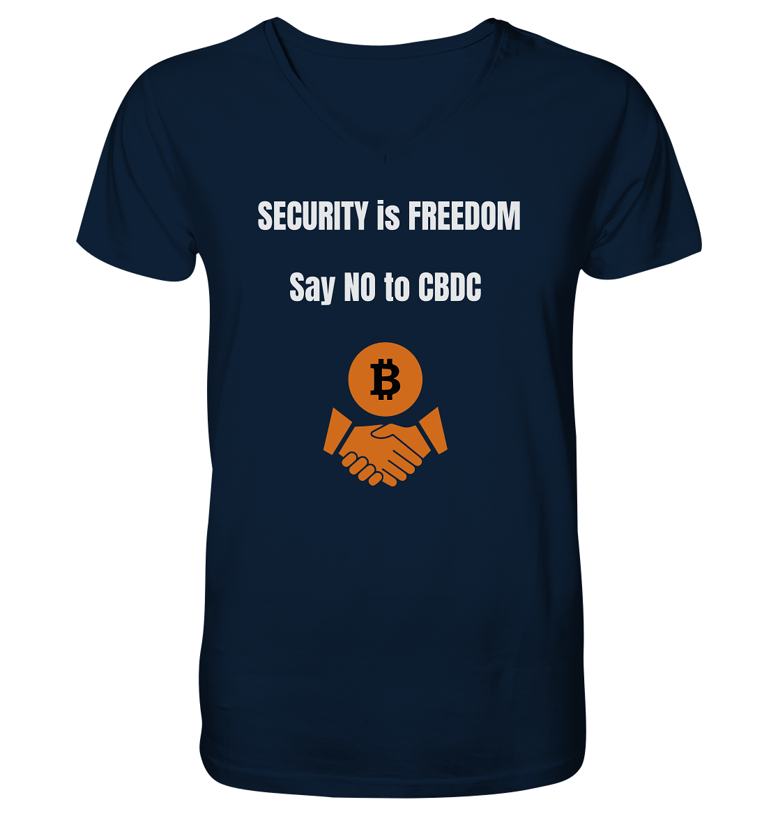 SECURITY is FREEDOM - say NO to CBDC  - Mens Organic V-Neck Shirt