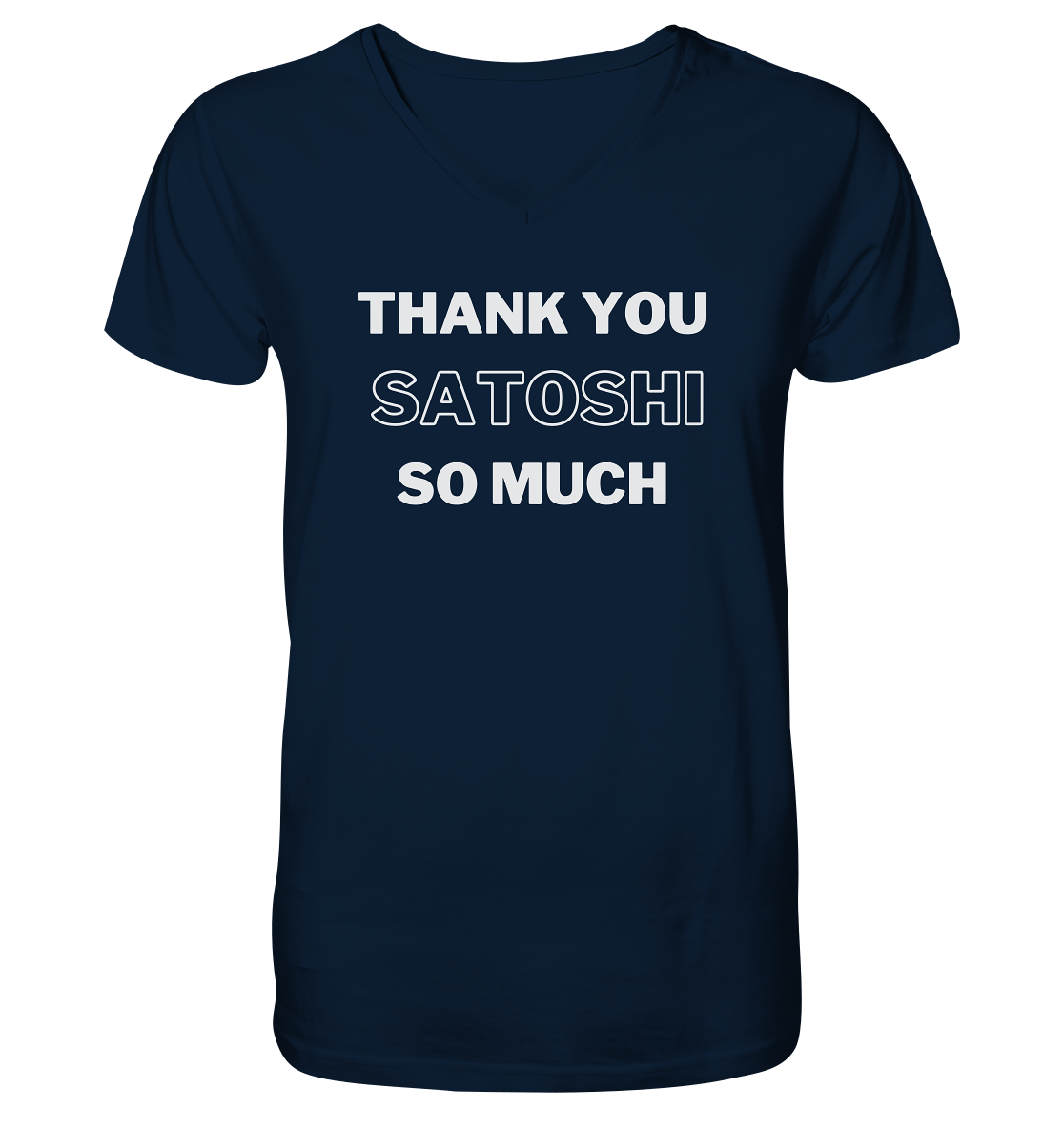 THANK YOU SO MUCH SATOSHI (Version pure white) - Mens Organic V-Neck Shirt