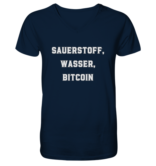 Sauerstoff, Wasser, Bitcoin - Mens Organic V-Neck Shirt