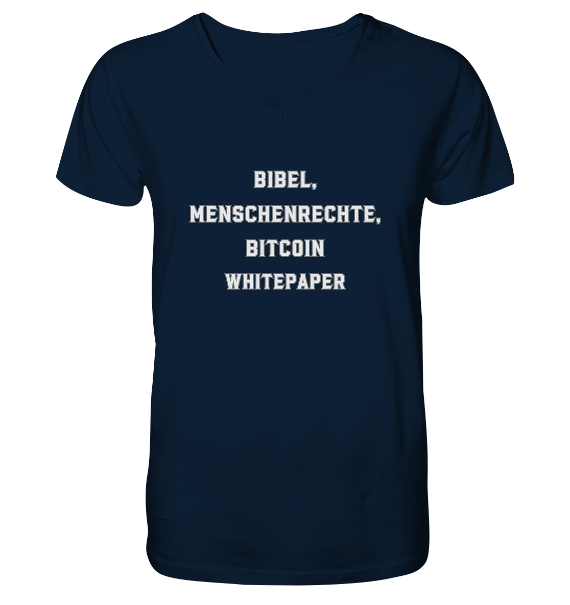 BIBEL, MENSCHENRECHTE, BITCOIN WHITEPAPER - Mens Organic V-Neck Shirt