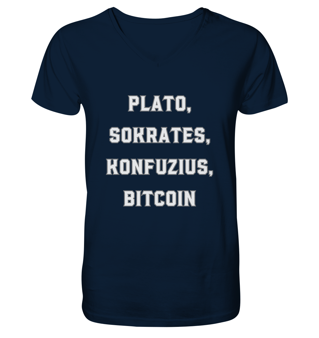 PLATO, SOKRATES, KONFUZIUS, BITCOIN  - Mens Organic V-Neck Shirt