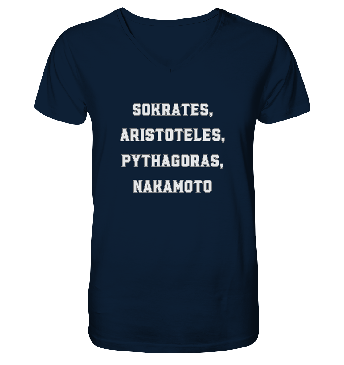SOKRATES, ARISTOTELES, PHYTHAGORAS, NAKAMOTO  - Mens Organic V-Neck Shirt