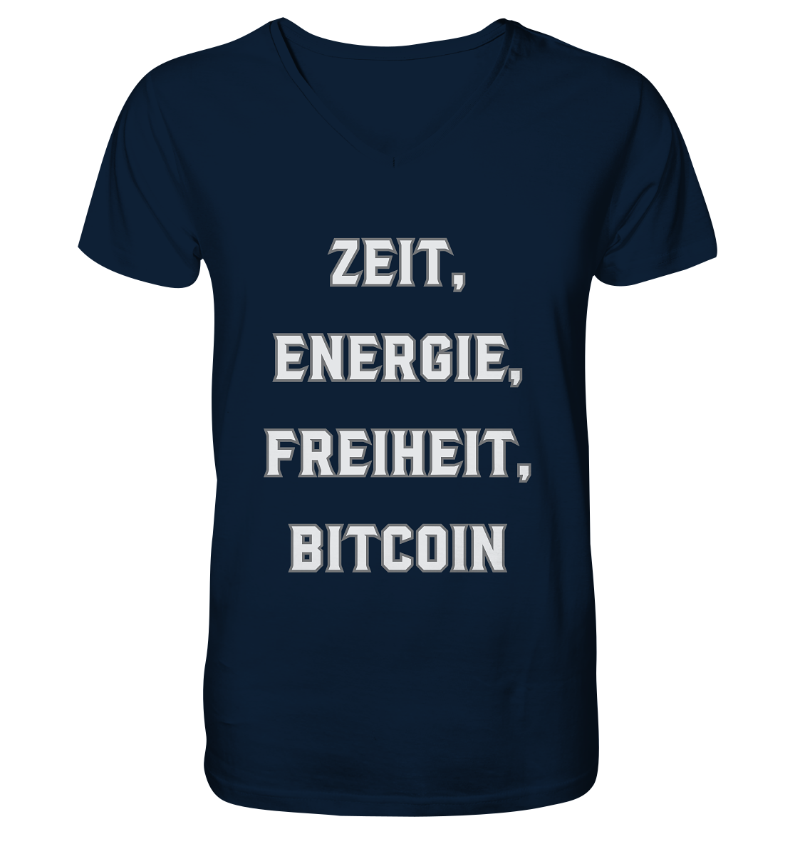 ZEIT, ENERGIE, FREIHEIT, BITCOIN - Mens Organic V-Neck Shirt