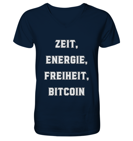 ZEIT, ENERGIE, FREIHEIT, BITCOIN - Mens Organic V-Neck Shirt