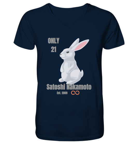 SATOSHI NAKAMOTO Est. 2009 (unendlich) - ONLY 21  - Mens Organic V-Neck Shirt