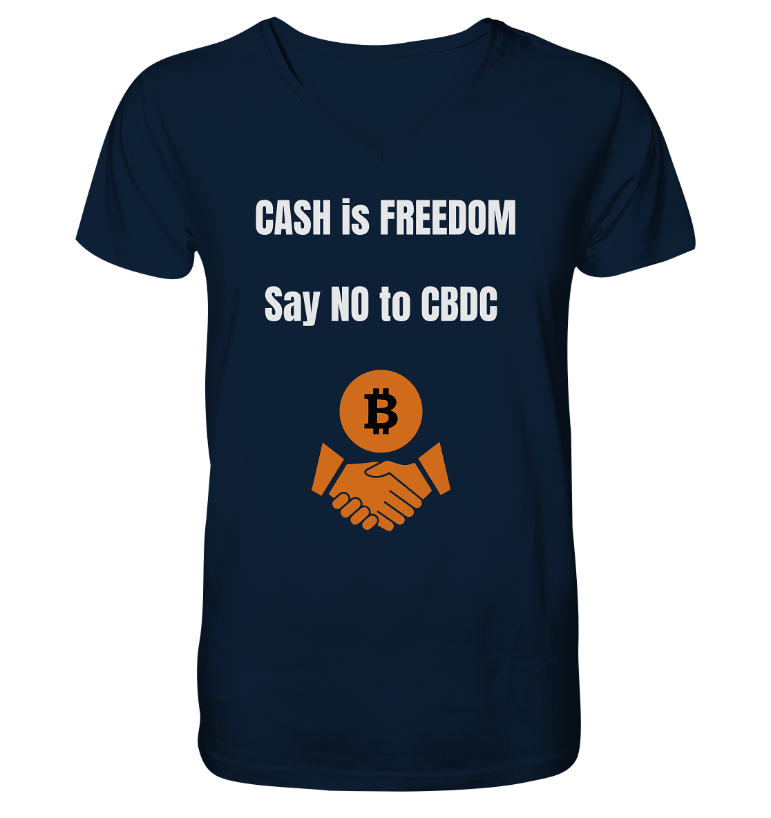 CASH is FREEDOM - say NO to CBDC - Mens Organic V-Neck Shirt