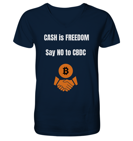 CASH is FREEDOM - say NO to CBDC - Mens Organic V-Neck Shirt