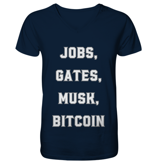 Steve Jobs, Bill Gates, Elon Musk, BITCOIN - Mens Organic V-Neck Shirt