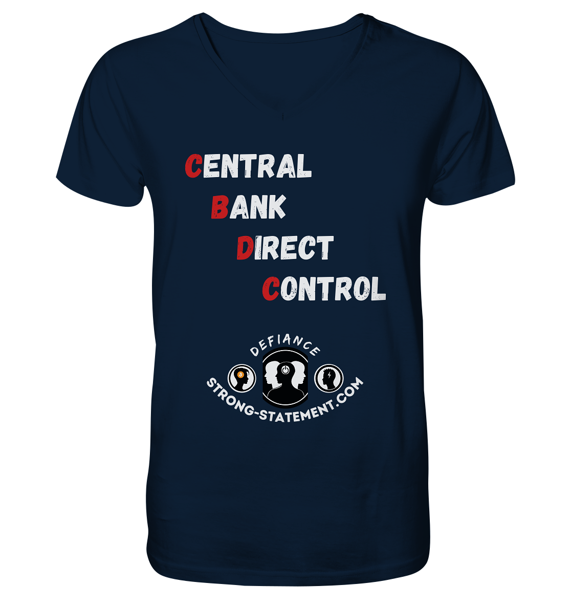 CENTRAL BANK DIRECT CONTROL - Defiance - Strong-Statement.com - Mens Organic V-Neck Shirt
