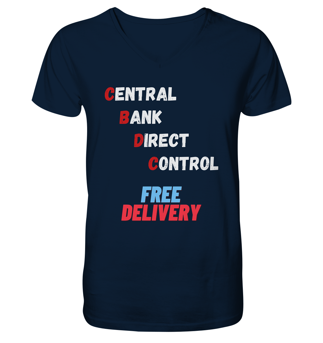 CENTRAL BANK DIRECT CONTROL - FREE DELIVERY - Mens Organic V-Neck Shirt