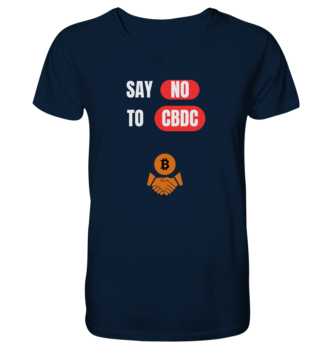 SAY NO TO CBDC (+Bitcoin handshake)  - Mens Organic V-Neck Shirt