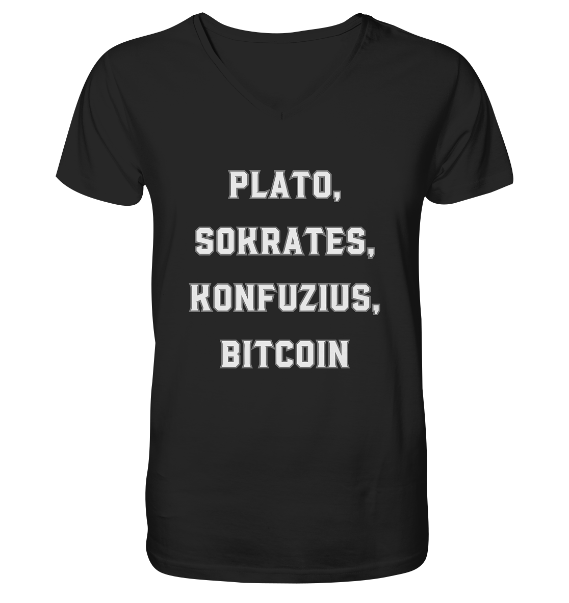 PLATO, SOKRATES, KONFUZIUS, BITCOIN  - Mens Organic V-Neck Shirt