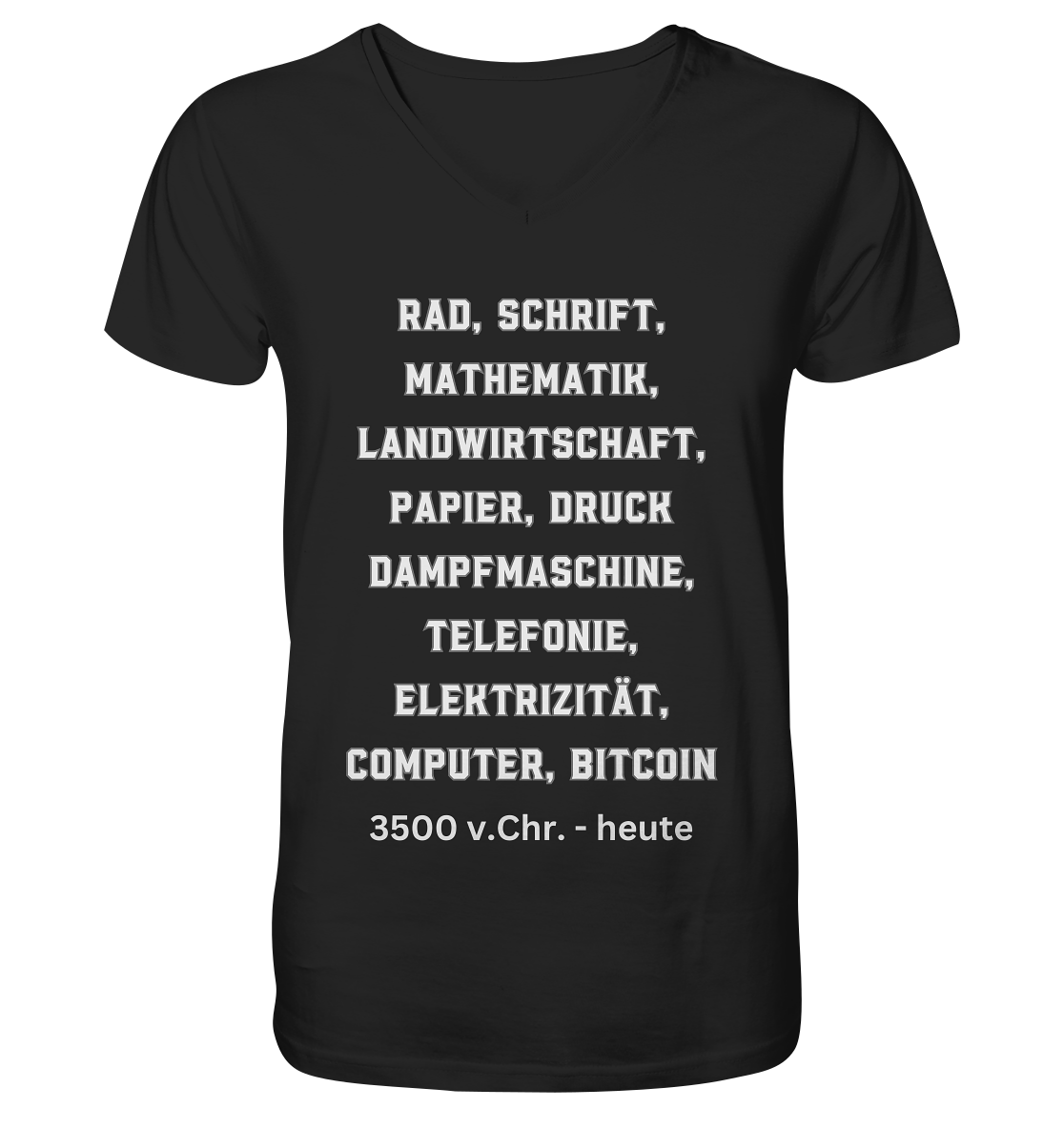 Erfindungen 3500 v. Chr. bis heute zu Bitcoin - Mens Organic V-Neck Shirt