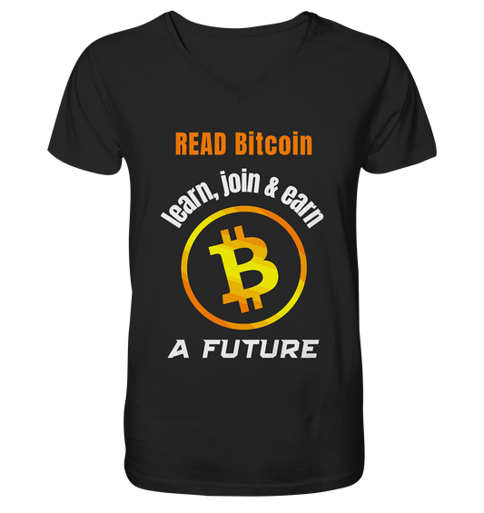 READ BITCOIN, learn & earn A FUTURE - Mens Organic V-Neck Shirt