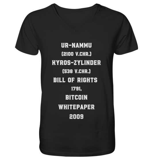 UR-NAMMU, KYROS-ZYLINDER, BILL OF RIGHTS, BITCOIN WHITEPAPER - Mens Organic V-Neck Shirt