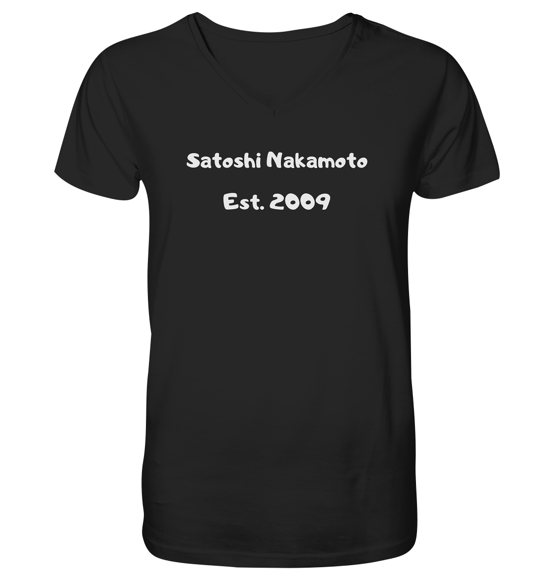 Satoshi Nakamoto Est. 2009 (Signatur pur) - Mens Organic V-Neck Shirt