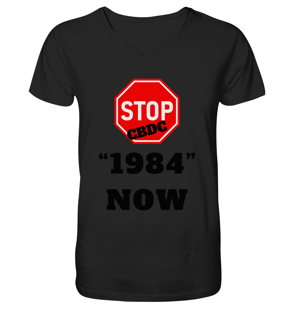 STOP CBDC "1984" NOW - Mens Organic V-Neck Shirt