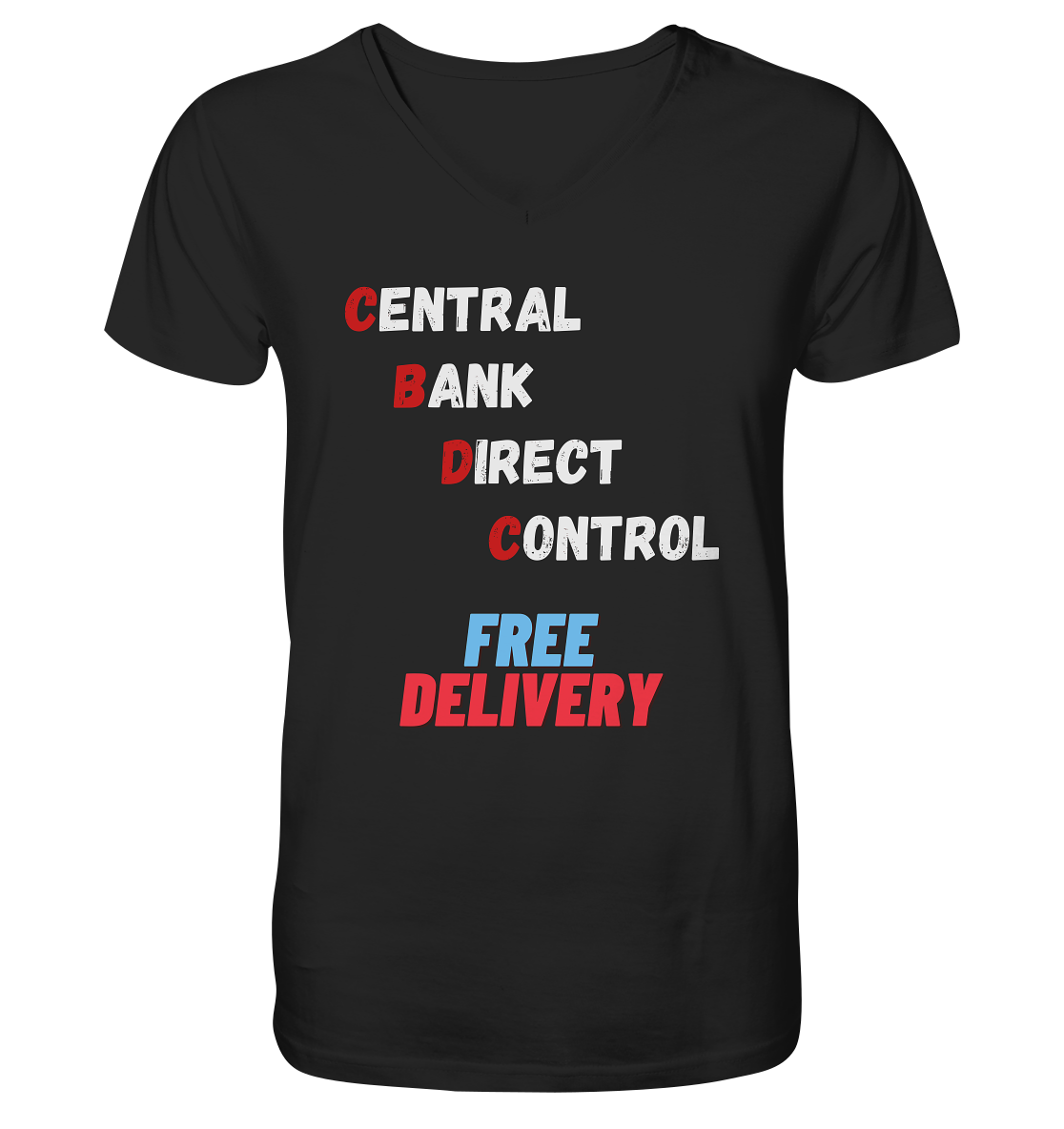 CENTRAL BANK DIRECT CONTROL - FREE DELIVERY - Mens Organic V-Neck Shirt