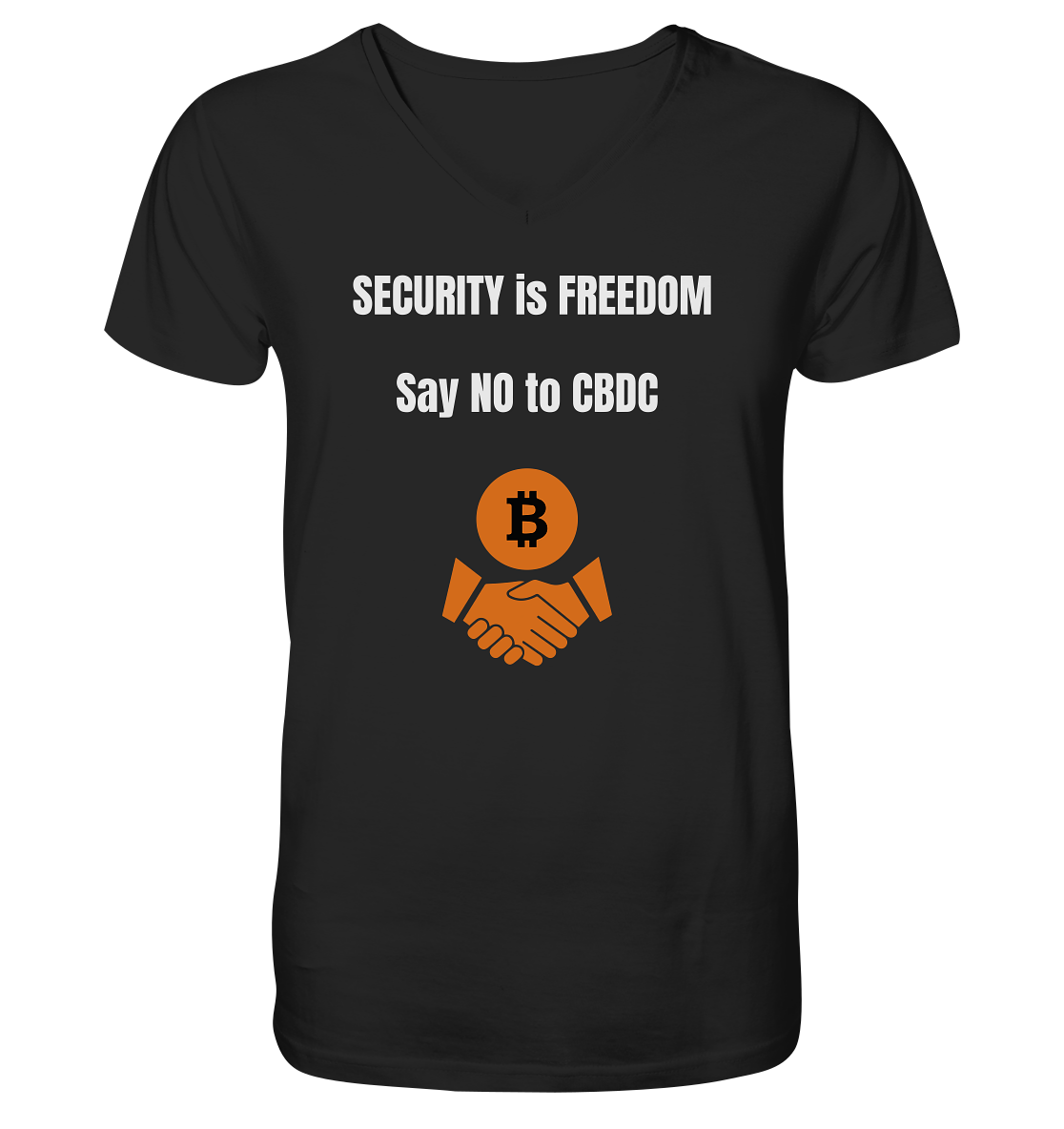 SECURITY is FREEDOM - say NO to CBDC  - Mens Organic V-Neck Shirt