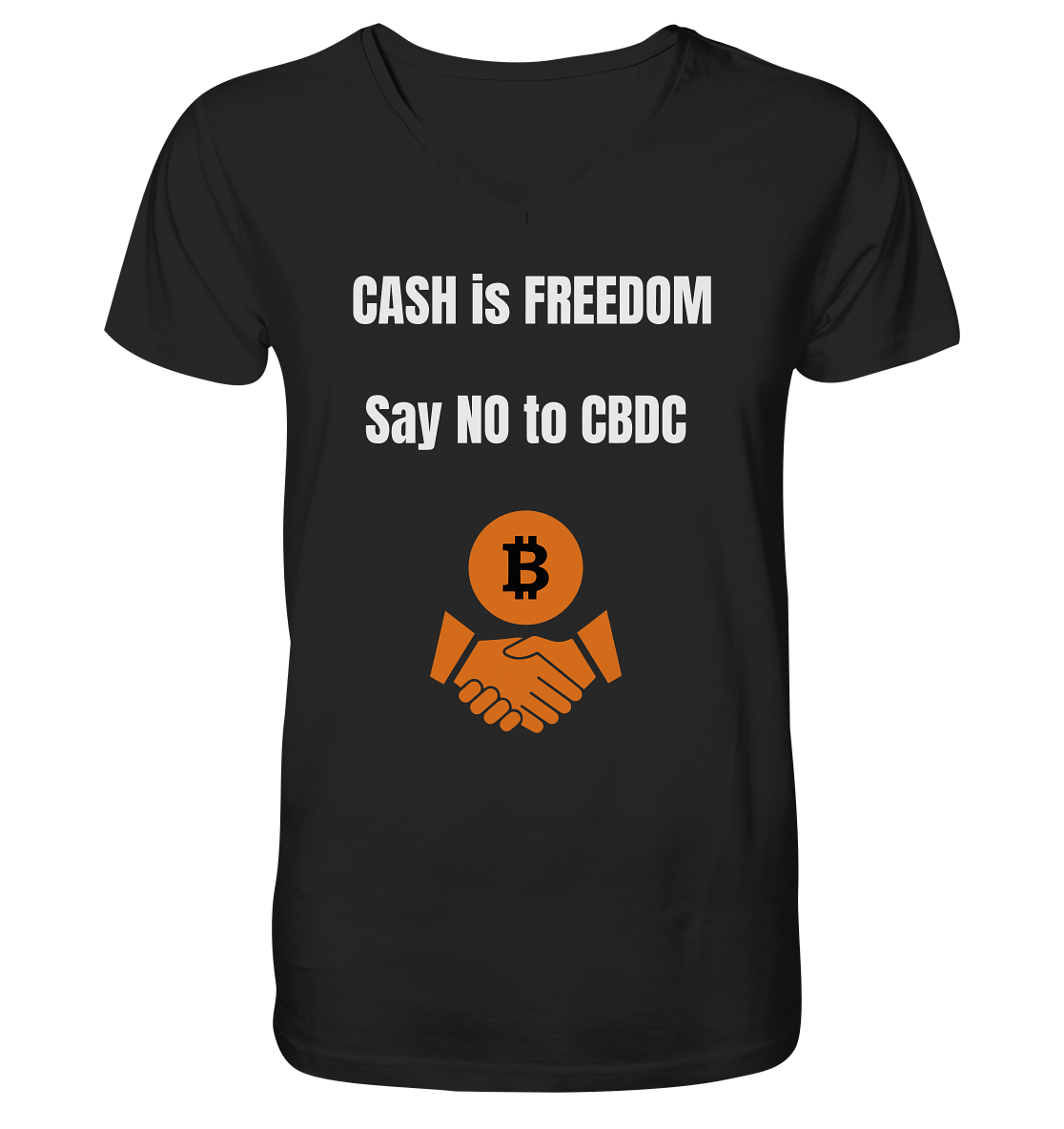 CASH is FREEDOM - say NO to CBDC - Mens Organic V-Neck Shirt