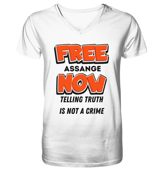 FREE ASSANGE NOW - TELLING TRUTH IS NOT A CRIME - Mens Organic V-Neck Shirt
