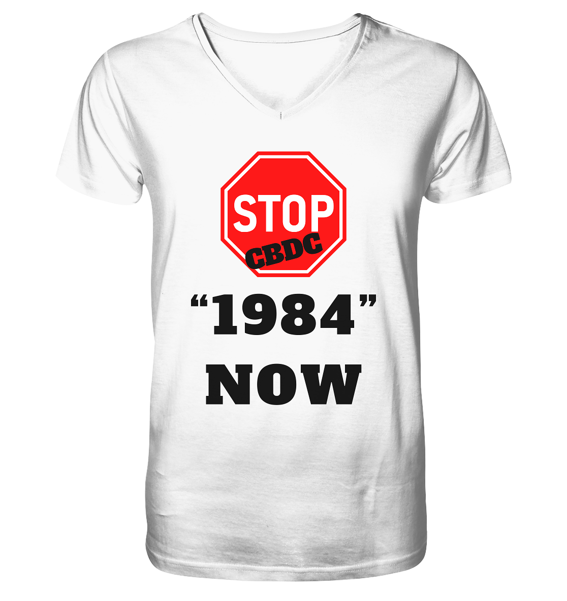 STOP CBDC "1984" NOW - Mens Organic V-Neck Shirt