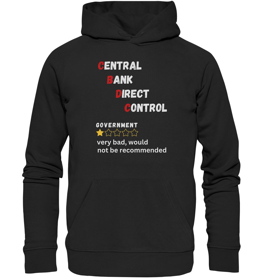 CENTRAL BANK DIRECT CONTROL - GOVERNMENT...not be recommended - STUDY BITCOIN  - Organic Basic Hoodie