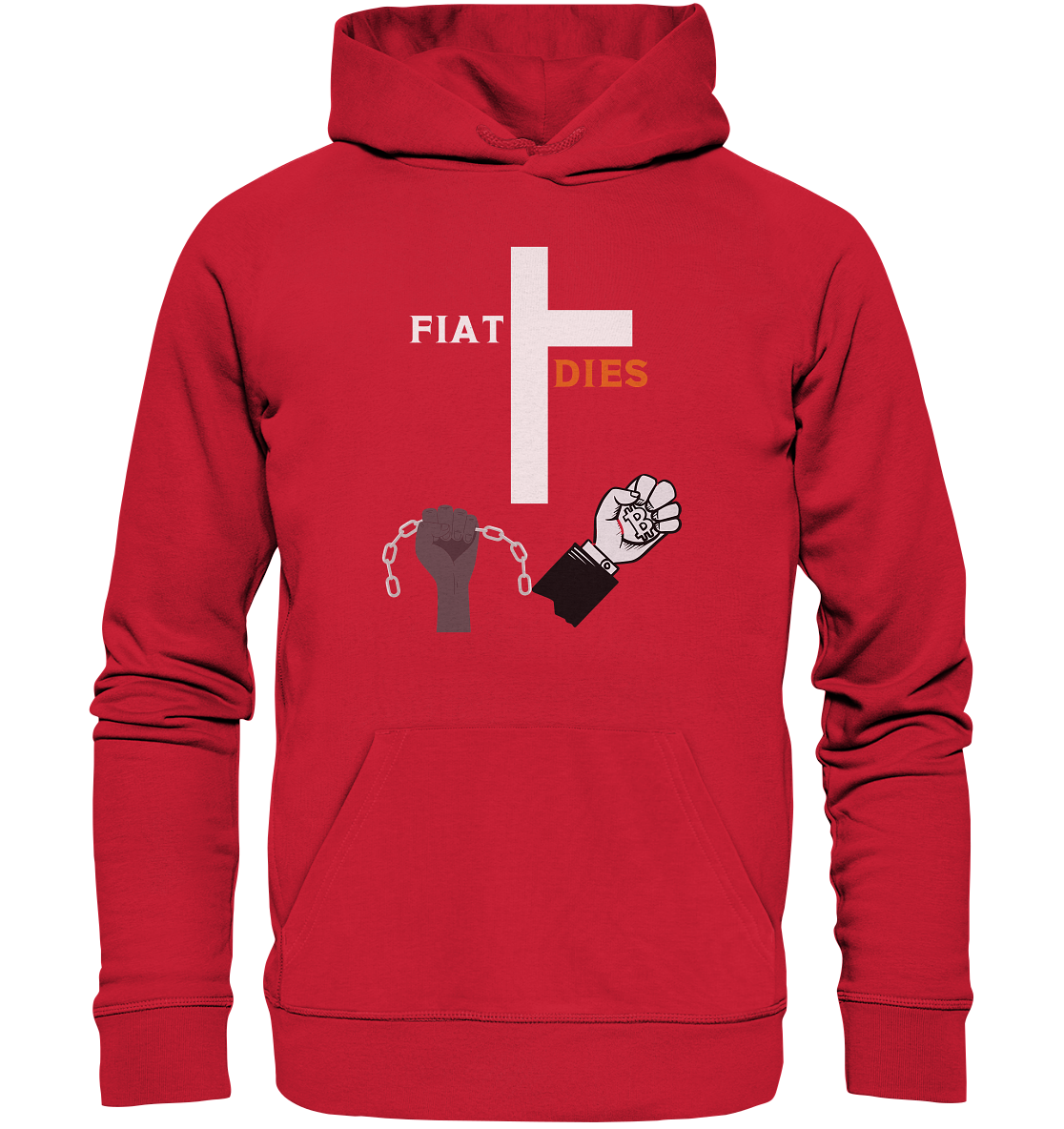 FIAT DIES (Kreuz + gesprengte Ketten & Hand mit Bitcoin) - Organic Basic Hoodie