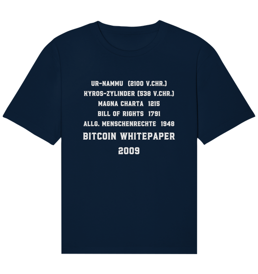Wichtigste Dokumente der Welt bis zum BITCOIN Whitepaper (2009) - Organic Relaxed Shirt
