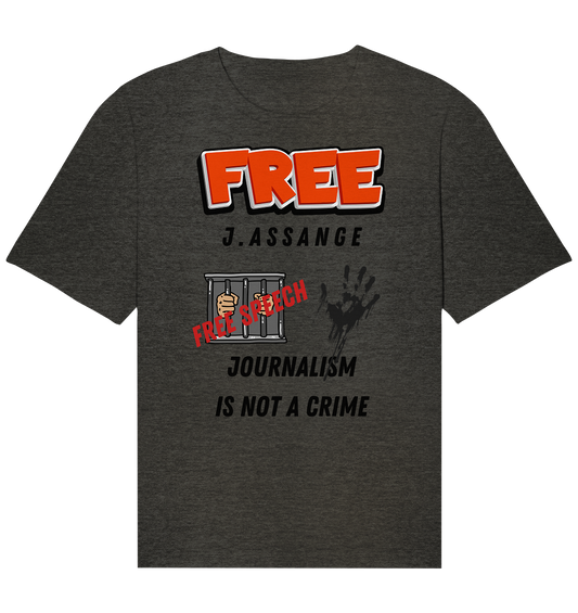 FREE J.ASSANGE - JOURNALISM IS NOT A CRIME, FREE SPEECH (2 GRAFIKEN)  - Organic Relaxed Shirt