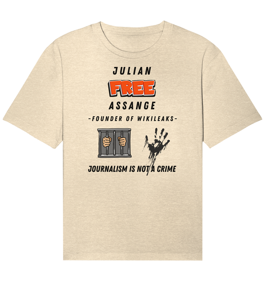 JULIAN FREE ASSANGE (little) - FOUNDER OF WIKILEAKS - JOURNALISM IS NOT A CRIME (2 GRAFIKEN) - Organic Relaxed Shirt