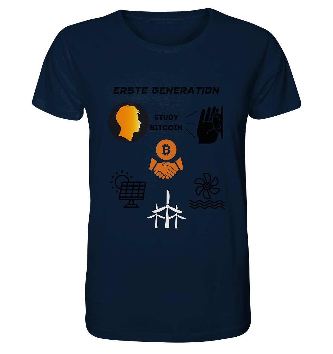 ERSTE (Bitcoin) GENERATION - STUDY BITCOIN - (green Energy 3 Grafiken) - Organic Shirt