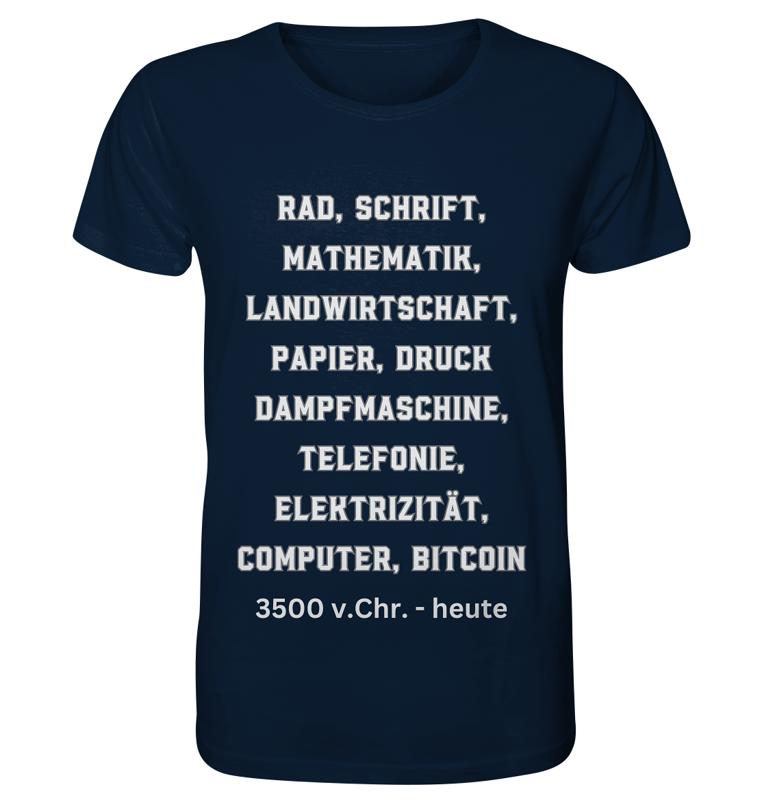 Erfindungen 3500 v. Chr. bis heute zu Bitcoin - Organic Shirt