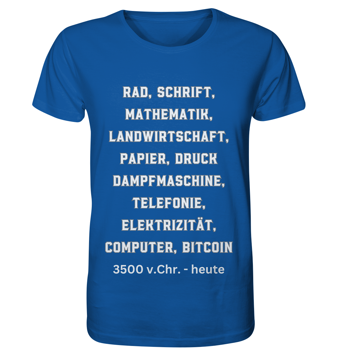 Erfindungen 3500 v. Chr. bis heute zu Bitcoin - Organic Shirt