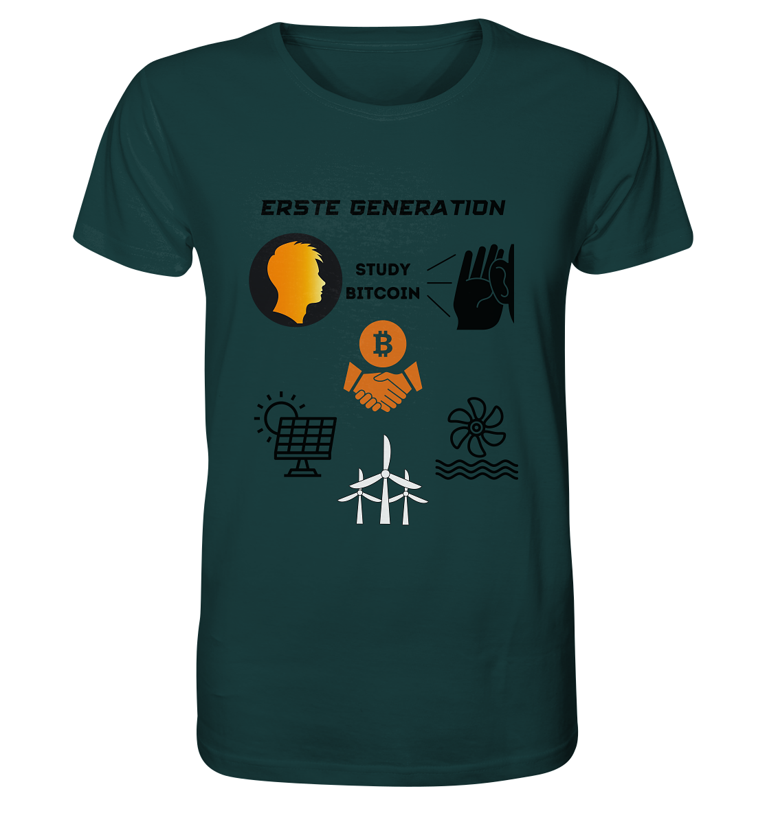 ERSTE (Bitcoin) GENERATION - STUDY BITCOIN - (green Energy 3 Grafiken) - Organic Shirt