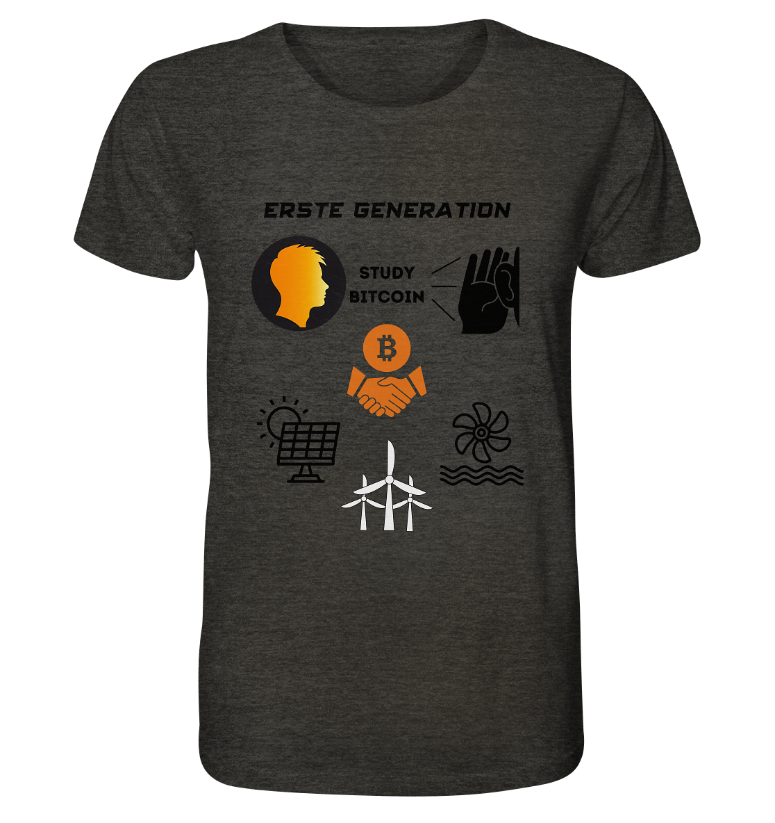 ERSTE (Bitcoin) GENERATION - STUDY BITCOIN - (green Energy 3 Grafiken) - Organic Shirt