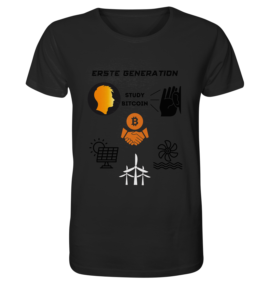 ERSTE (Bitcoin) GENERATION - STUDY BITCOIN - (green Energy 3 Grafiken) - Organic Shirt