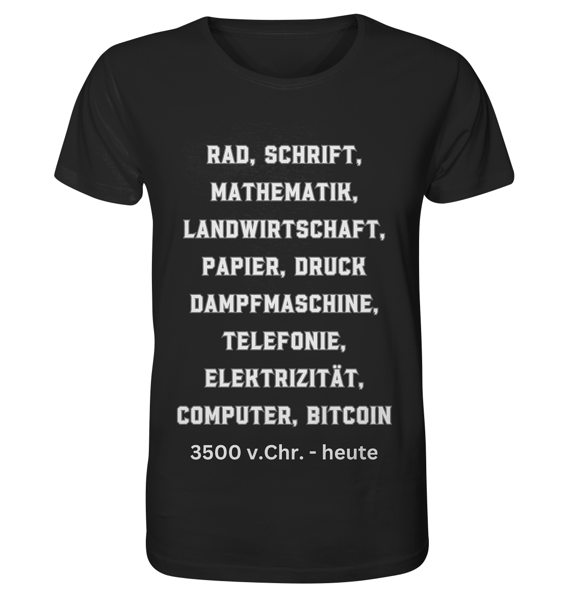 Erfindungen 3500 v. Chr. bis heute zu Bitcoin - Organic Shirt
