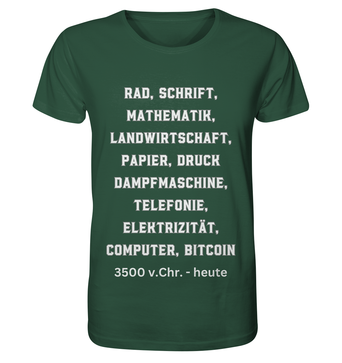 Erfindungen 3500 v. Chr. bis heute zu Bitcoin - Organic Shirt