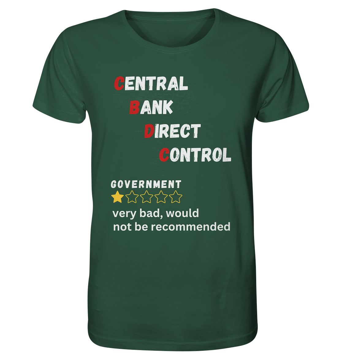 CENTRAL BANK DIRECT CONTROL - GOVERNMENT...not be recommended - STUDY BITCOIN  - Organic Shirt