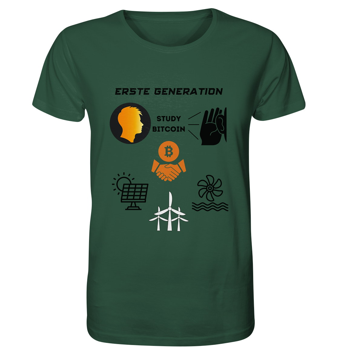 ERSTE (Bitcoin) GENERATION - STUDY BITCOIN - (green Energy 3 Grafiken) - Organic Shirt