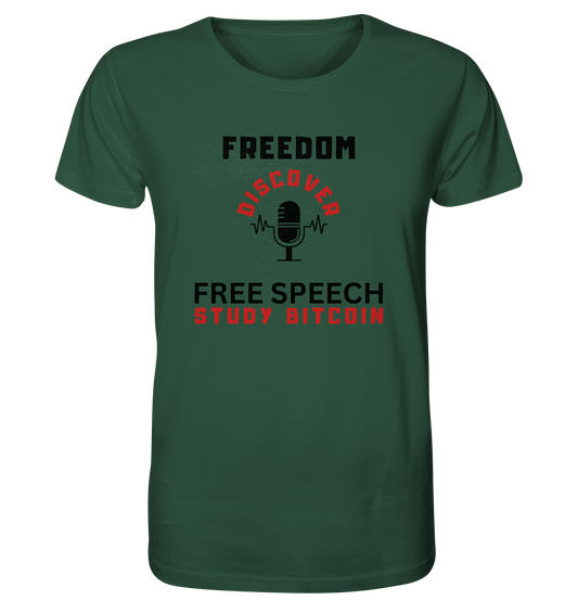 FREEDOM (Mikrofon) DISCOVER FREE SPEECH, STUDY BITCOIN   - Organic Shirt