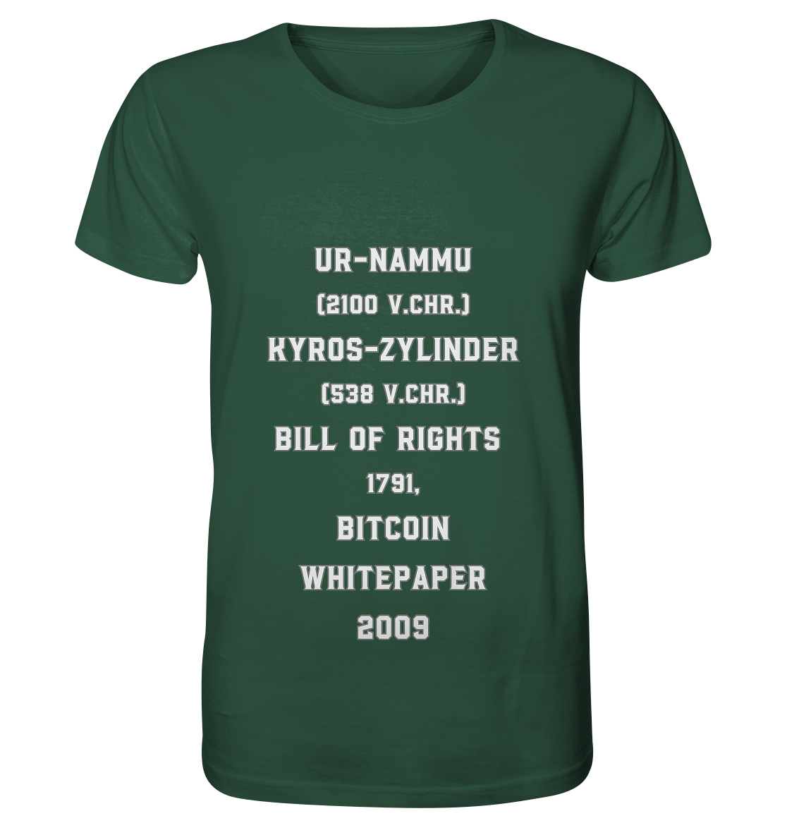 UR-NAMMU, KYROS-ZYLINDER, BILL OF RIGHTS, BITCOIN WHITEPAPER - Organic Shirt